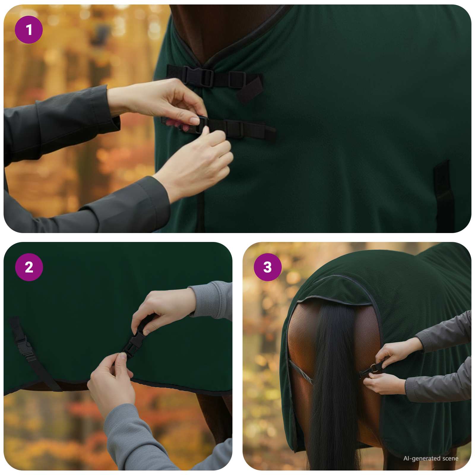 Pokrivač za konje Cjela tamno zelena 95 cm Poliester