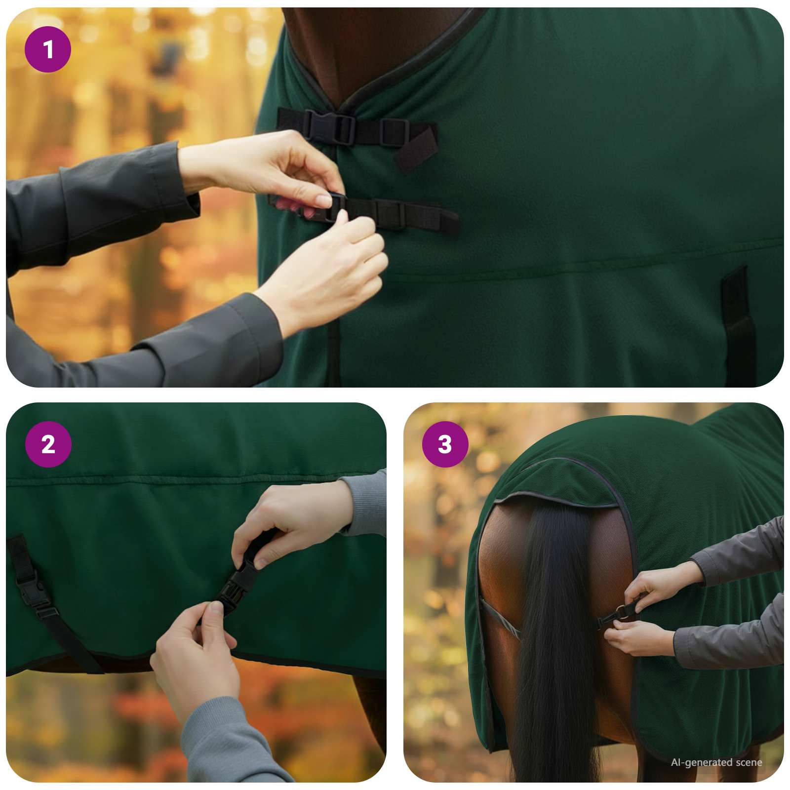 Pokrivač za konje Cjela tamno zelena 155 cm Poliester