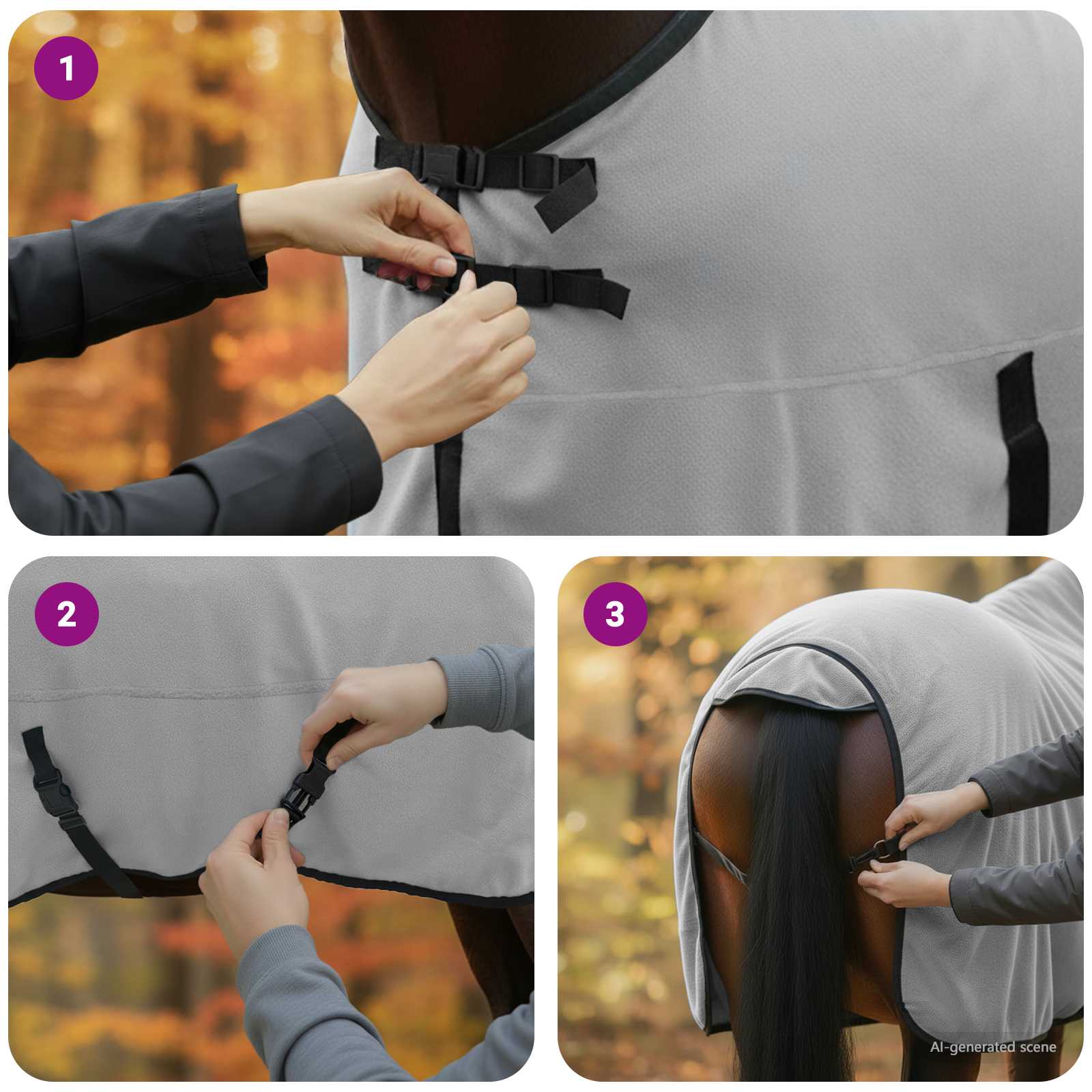 Pokrivač za konje Cjela svijetlo siva i roza 125 cm Poliester