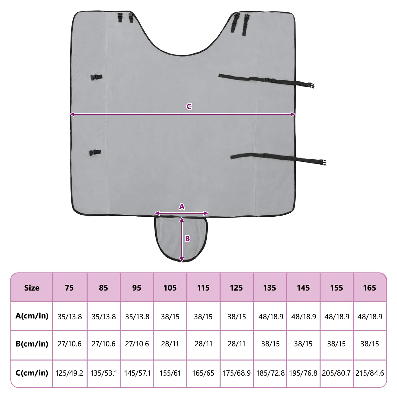 Pokrivač za konje Cjela svijetlo siva i roza 145 cm Poliester