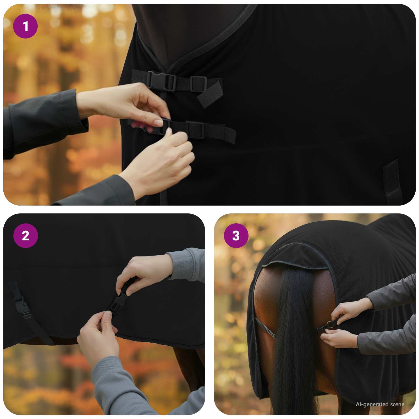Pokrivač za konje Crna 155 cm Poliester