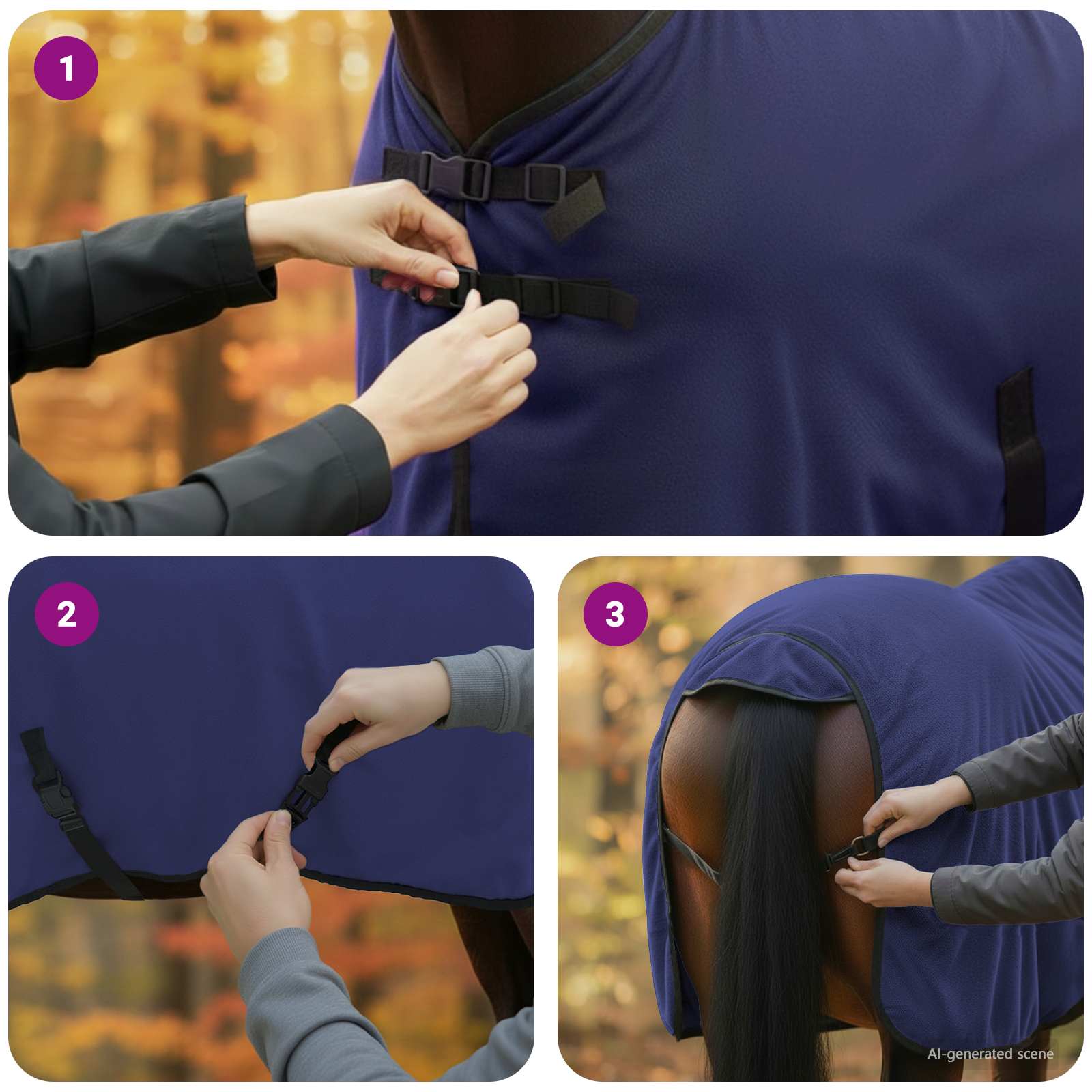 Pokrivač za konje Mornarsko plava 115 cm Poliester