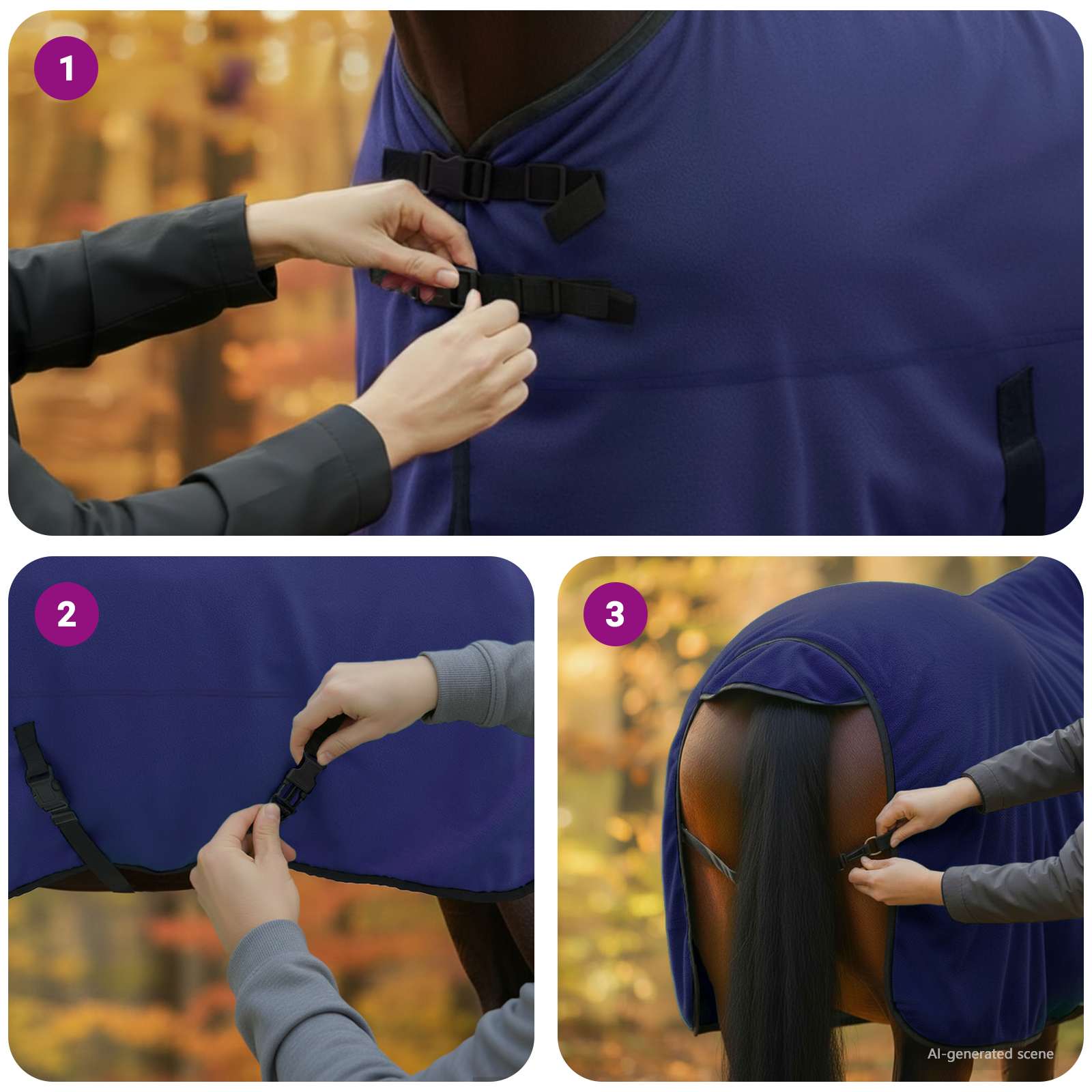 Pokrivač za konje Mornarsko plava 125 cm Poliester