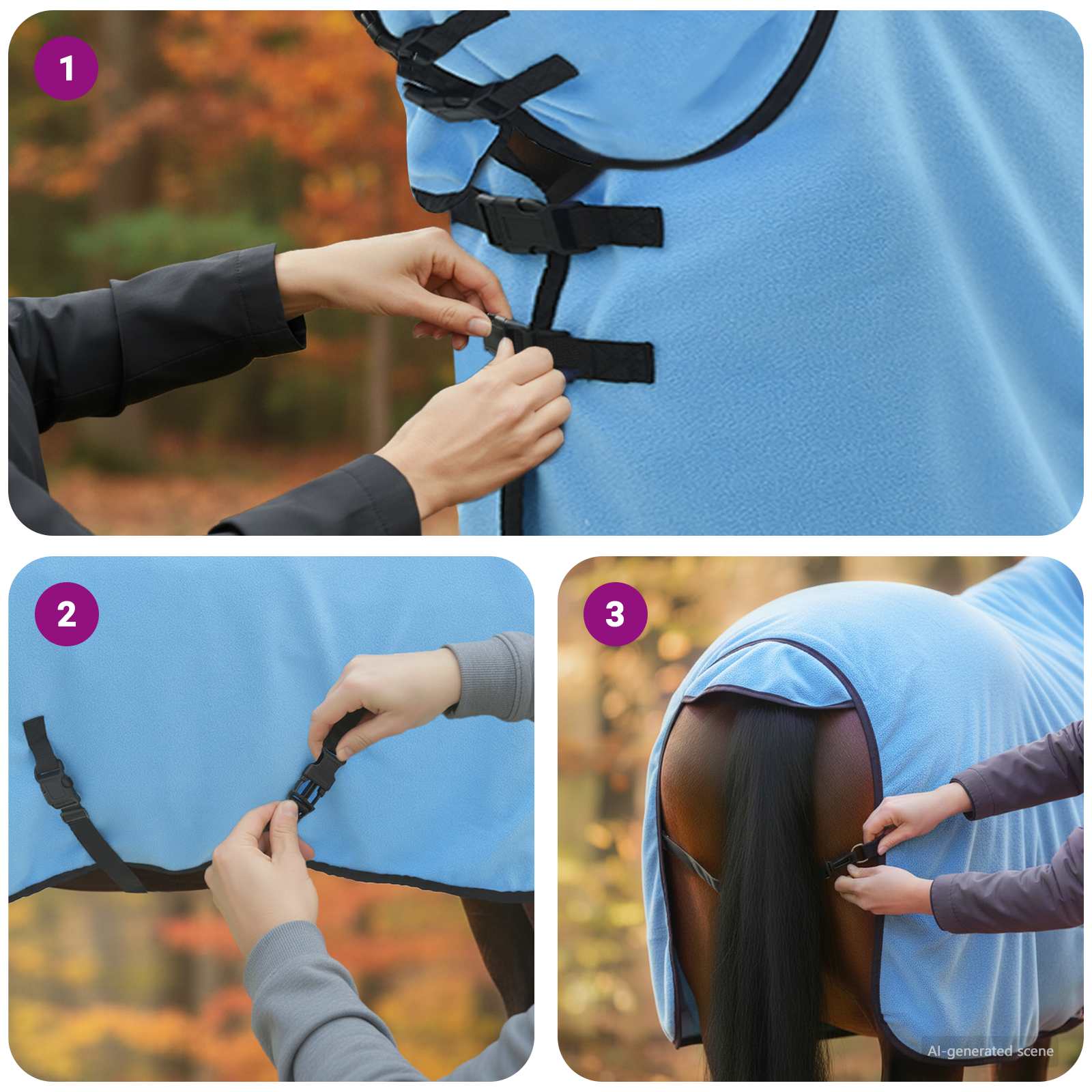 Pokrivač za konje Pun Aqua 115 cm Poliester