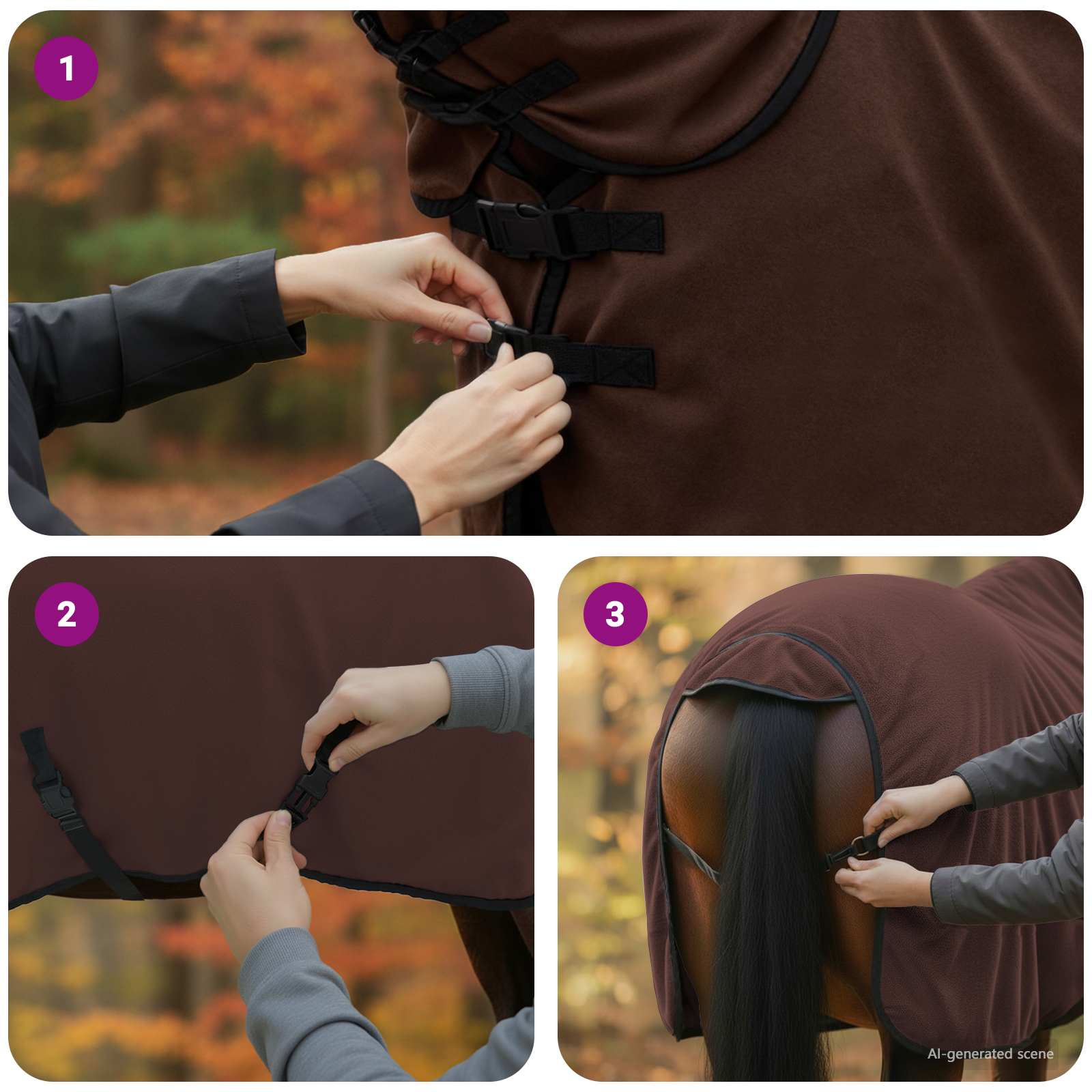 Pokrivač za konje Puni tamnosmeđi 105 cm Poliester