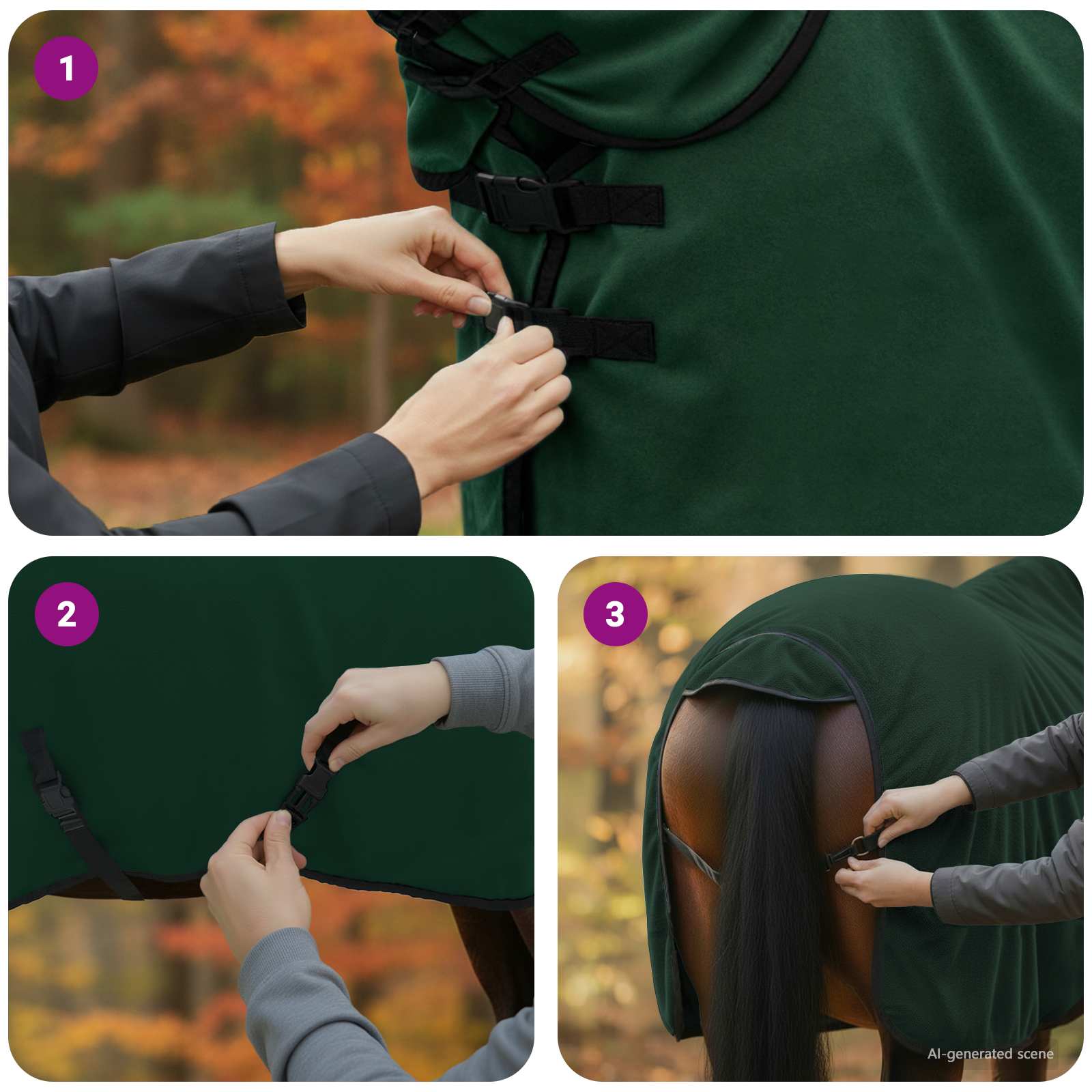 Pokrivač za konje Cjela tamno zelena 105 cm Poliester