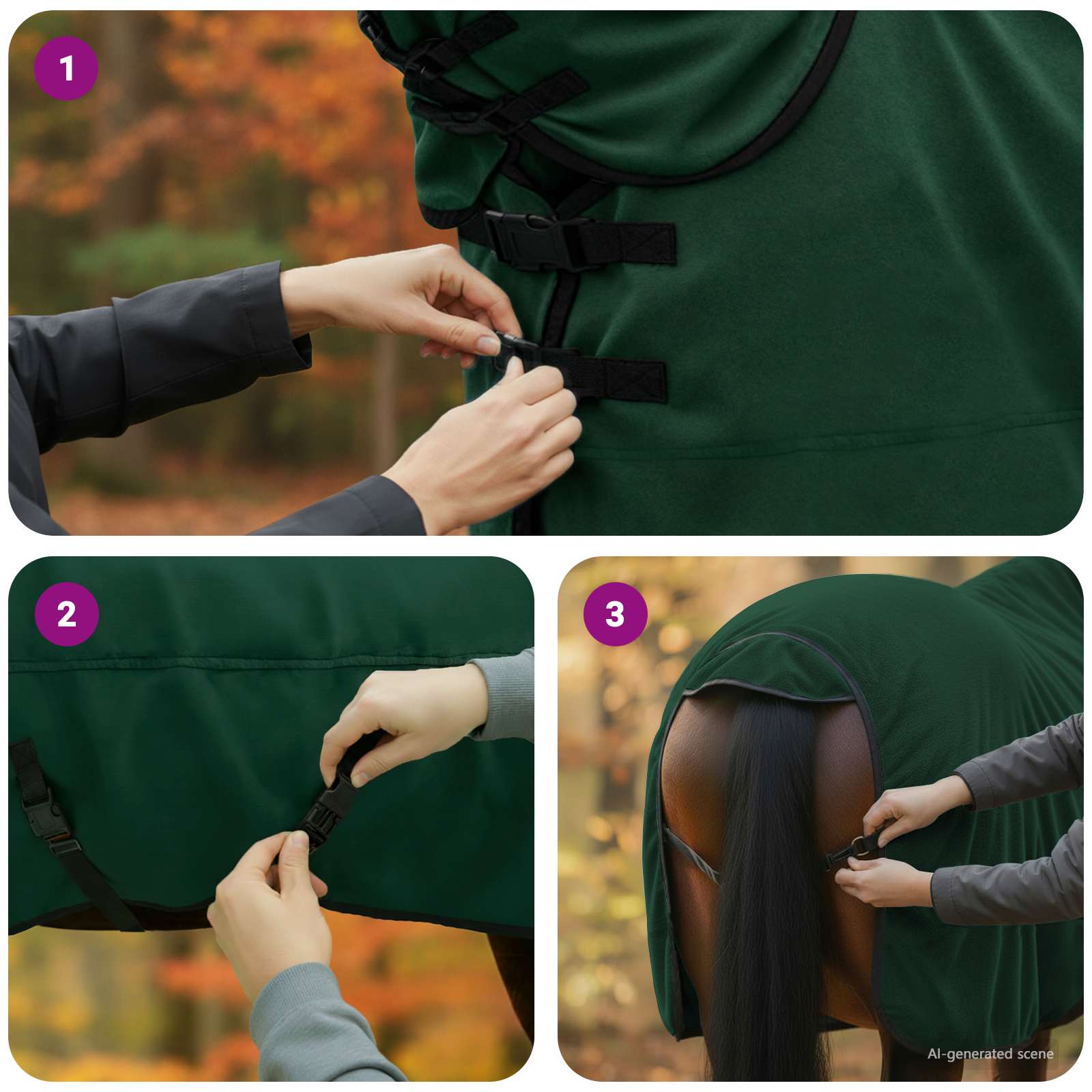 Pokrivač za konje Cjela tamno zelena 125 cm Poliester