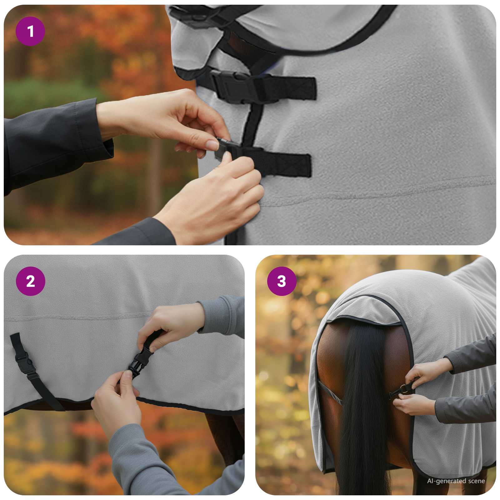 Pokrivač za konje Cjela svijetlo siva i roza 145 cm Poliester