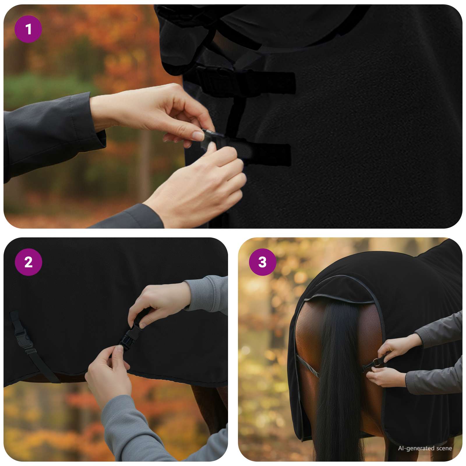 Pokrivač za konje Crna 95 cm Poliester
