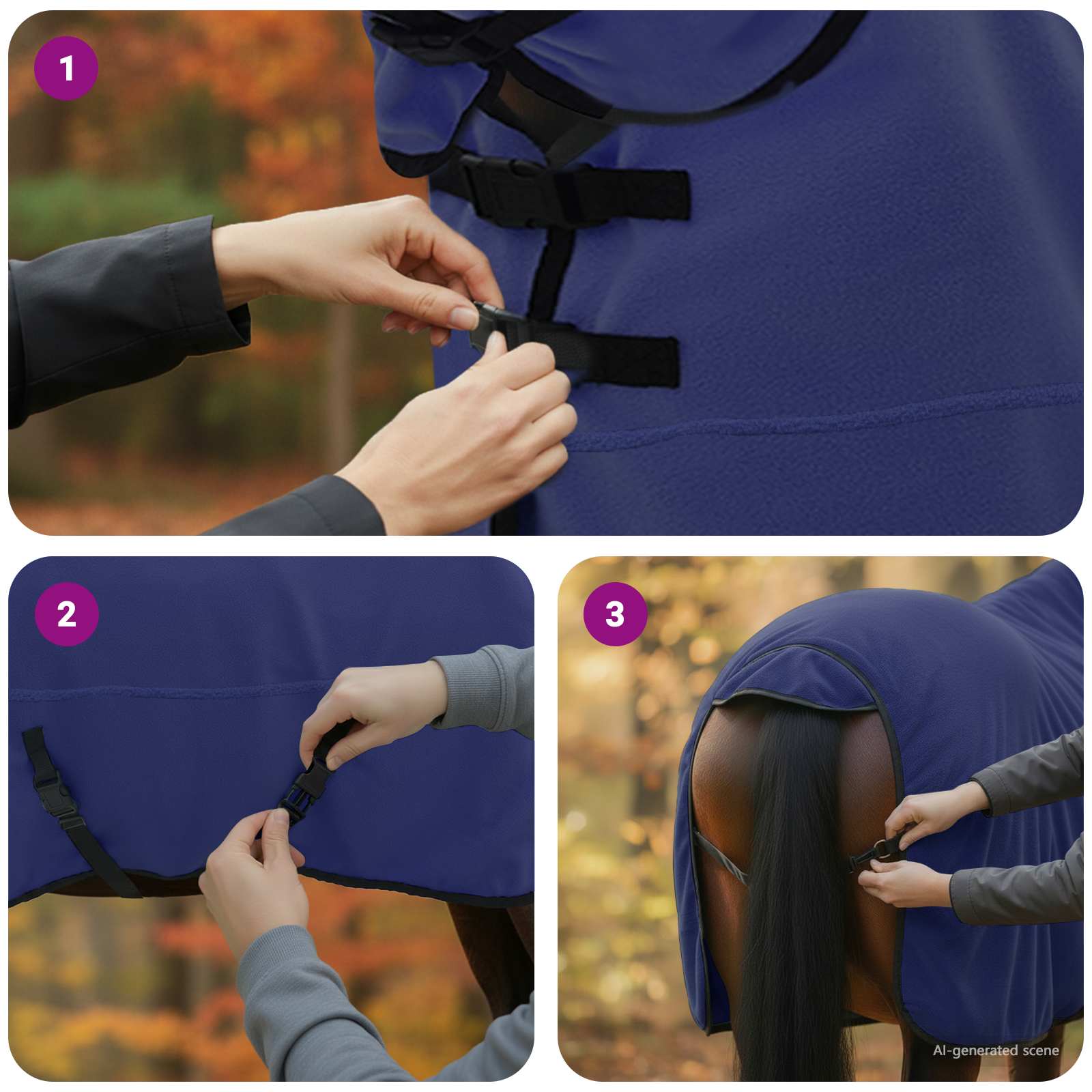 Pokrivač za konje Mornarsko plava 125 cm Poliester
