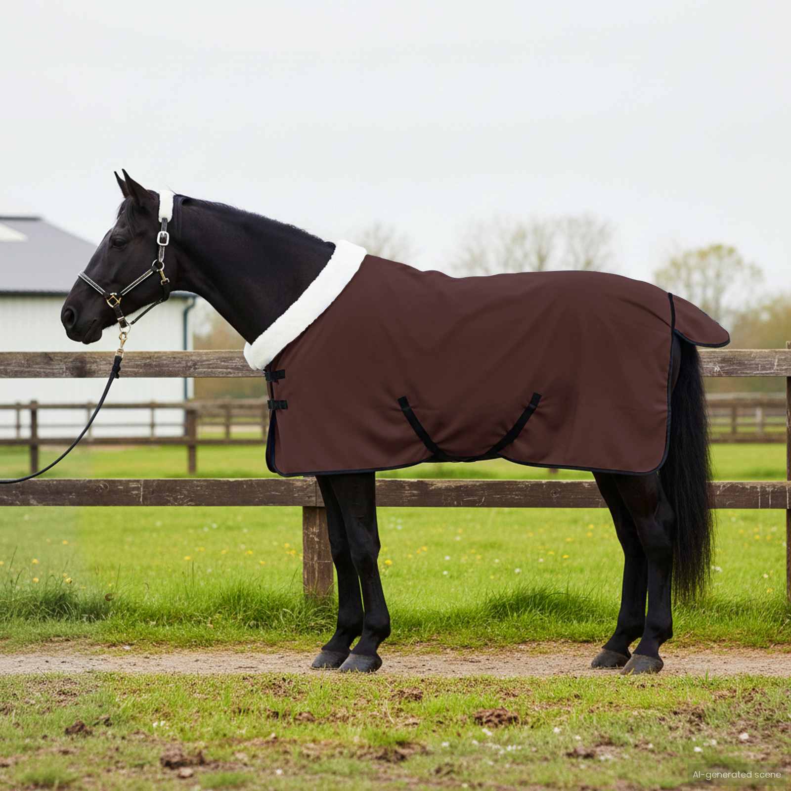 Pokrivač za konje Puni tamnosmeđi 105 cm Polartec
