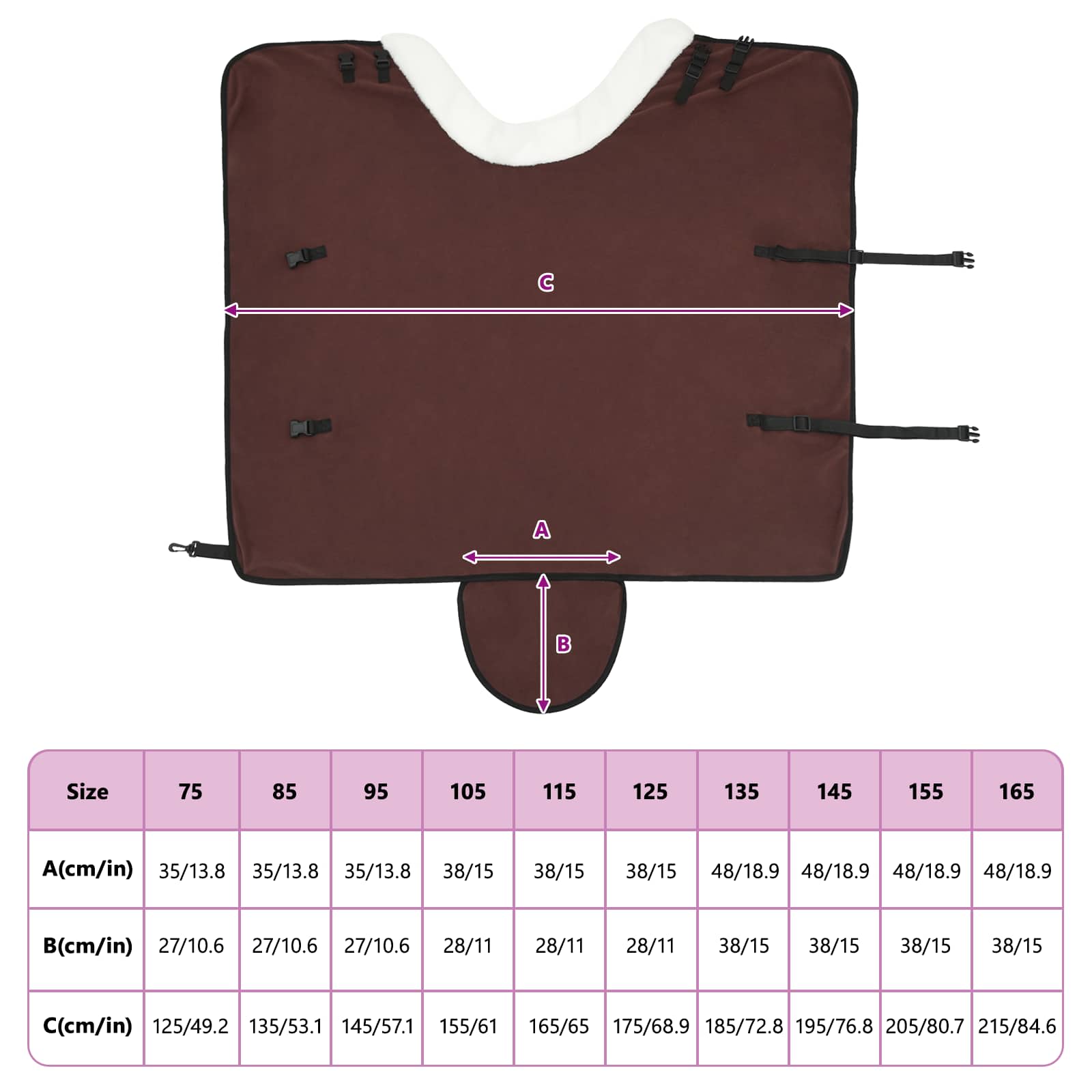 Pokrivač za konje Puni tamnosmeđi 105 cm Polartec