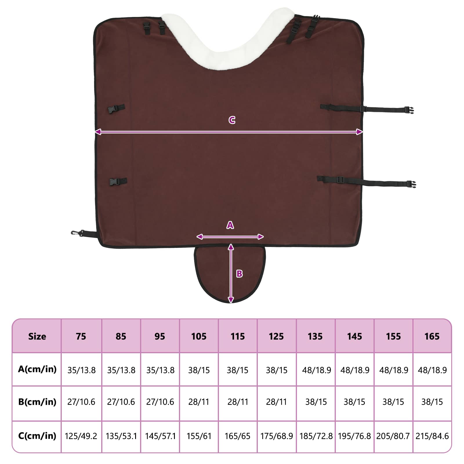 Pokrivač za konje Puni tamnosmeđi 135 cm Polartec
