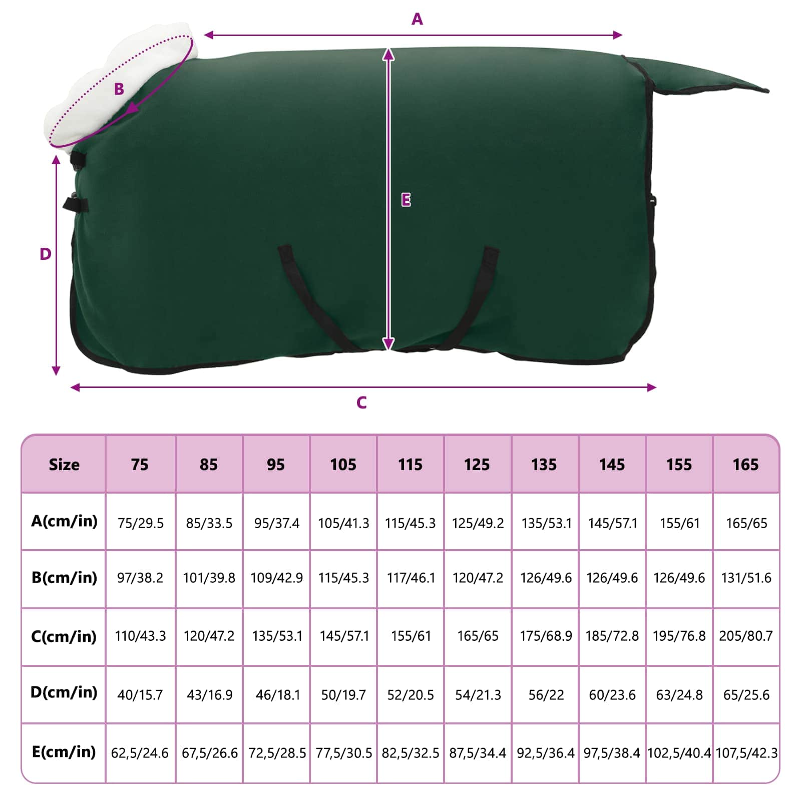 Pokrivač za konje Cjela tamno zelena 75 cm Polartec