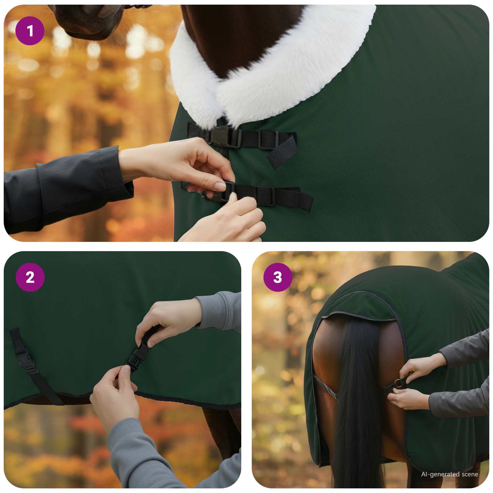 Pokrivač za konje Cjela tamno zelena 85 cm Polartec