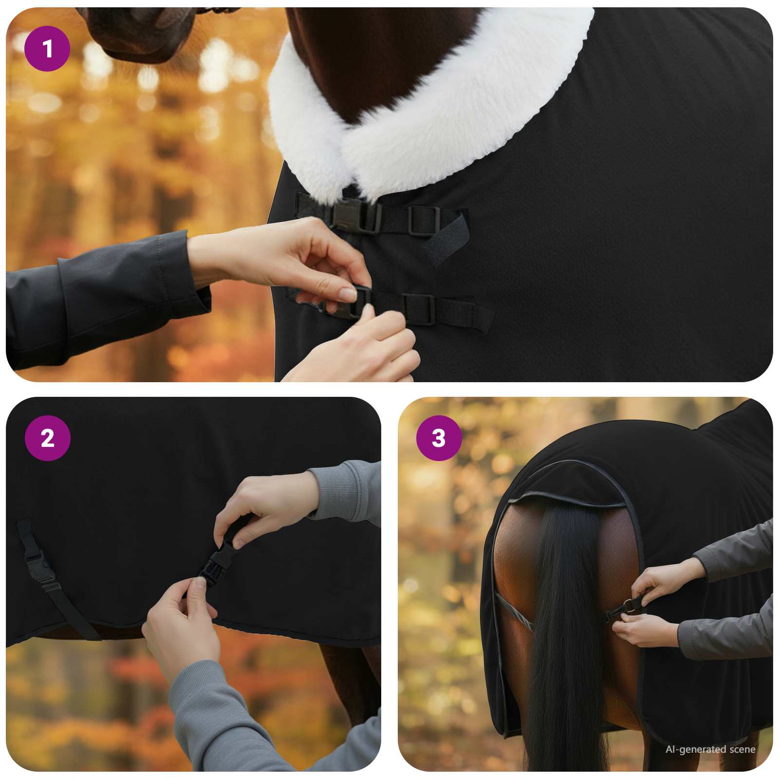 Pokrivač za konje Crna 75 cm Polartec