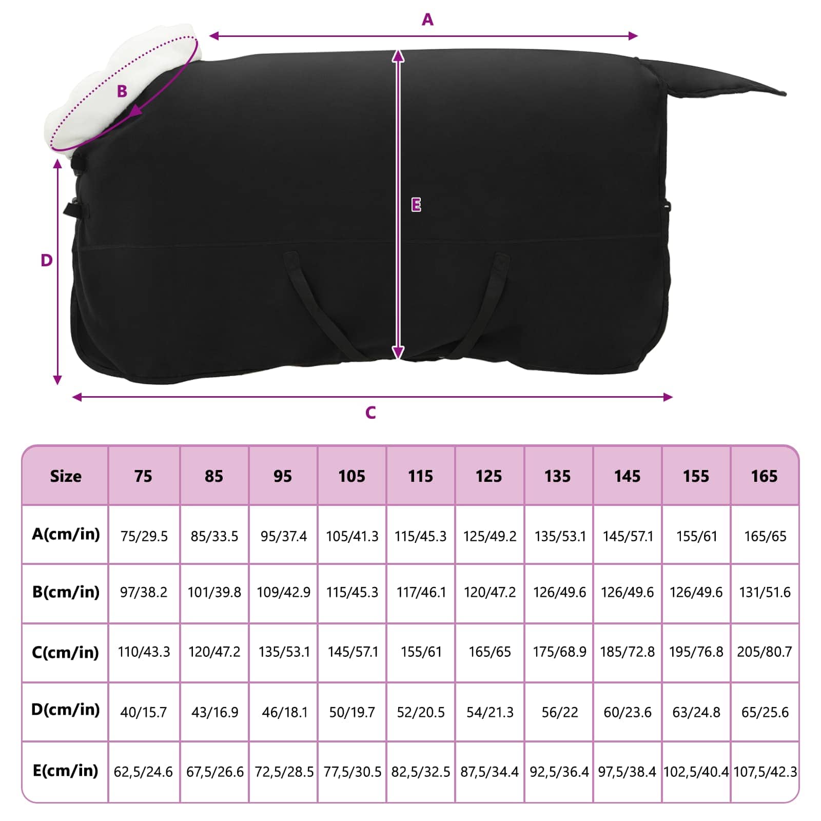 Pokrivač za konje Crna 135 cm Polartec