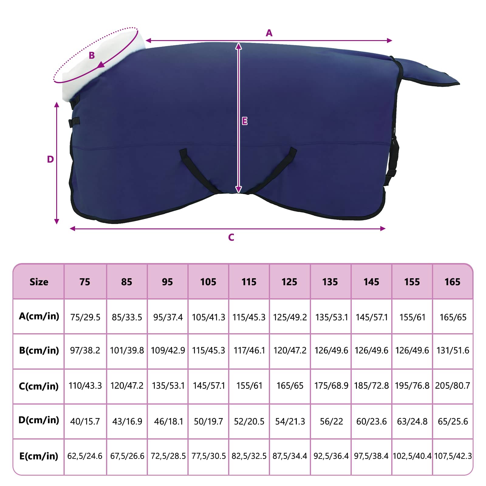 Pokrivač za konje Mornarsko plava 125 cm Polartec