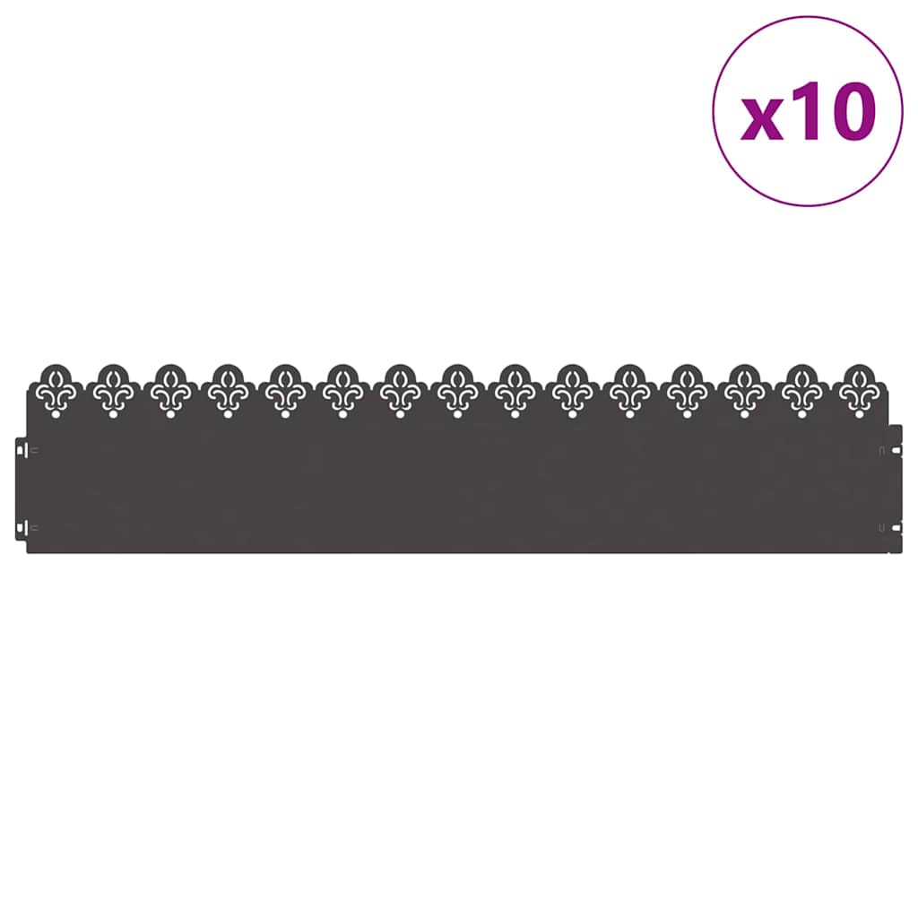 Rubnjaci za travnjak 10 pcs Crna 103 x 0,05 x 22 cm Čelik