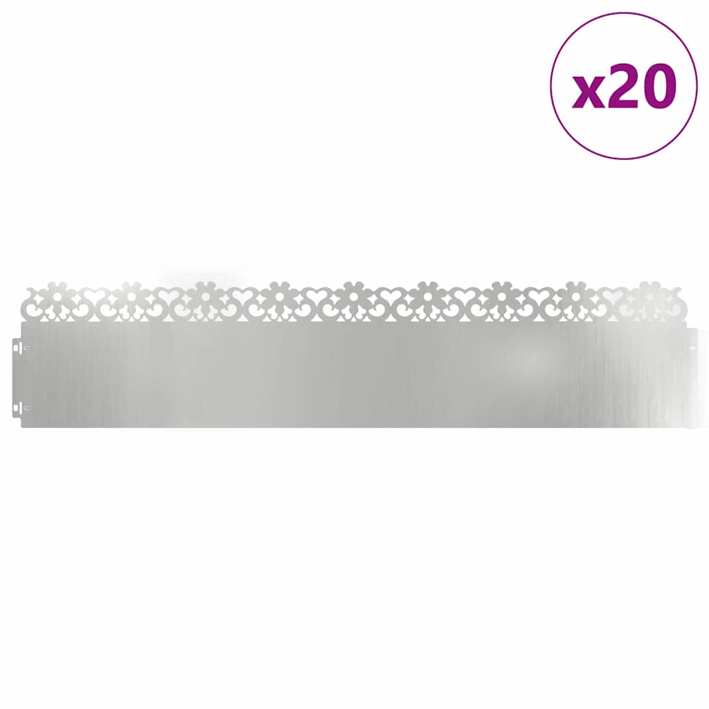 Rubnjaci za travnjak 20 pcs Srebrno 103 x 0,05 x 22 cm