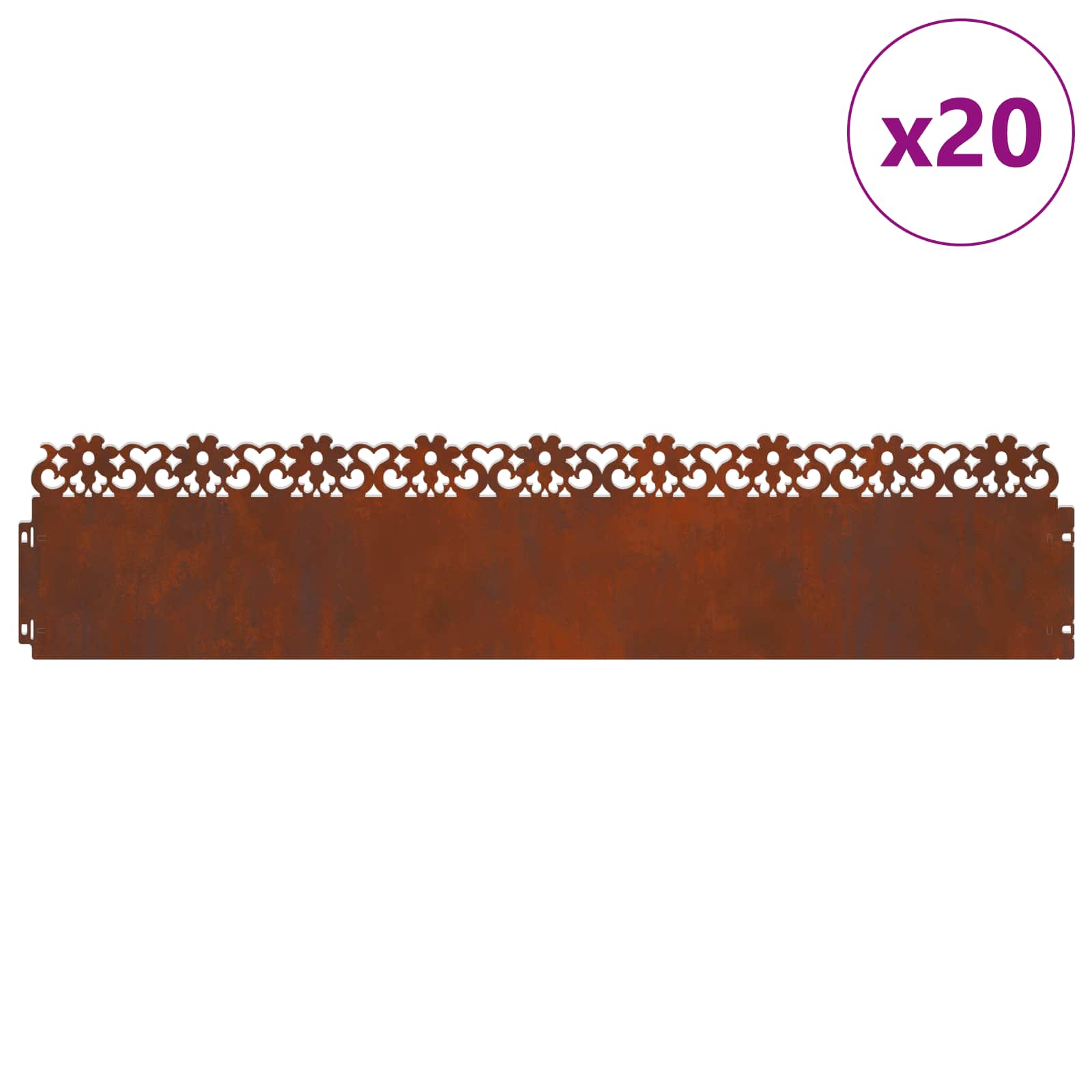 Rubnjaci za travnjak 20 pcs Rđa 103 x 0,05 x 22 cm