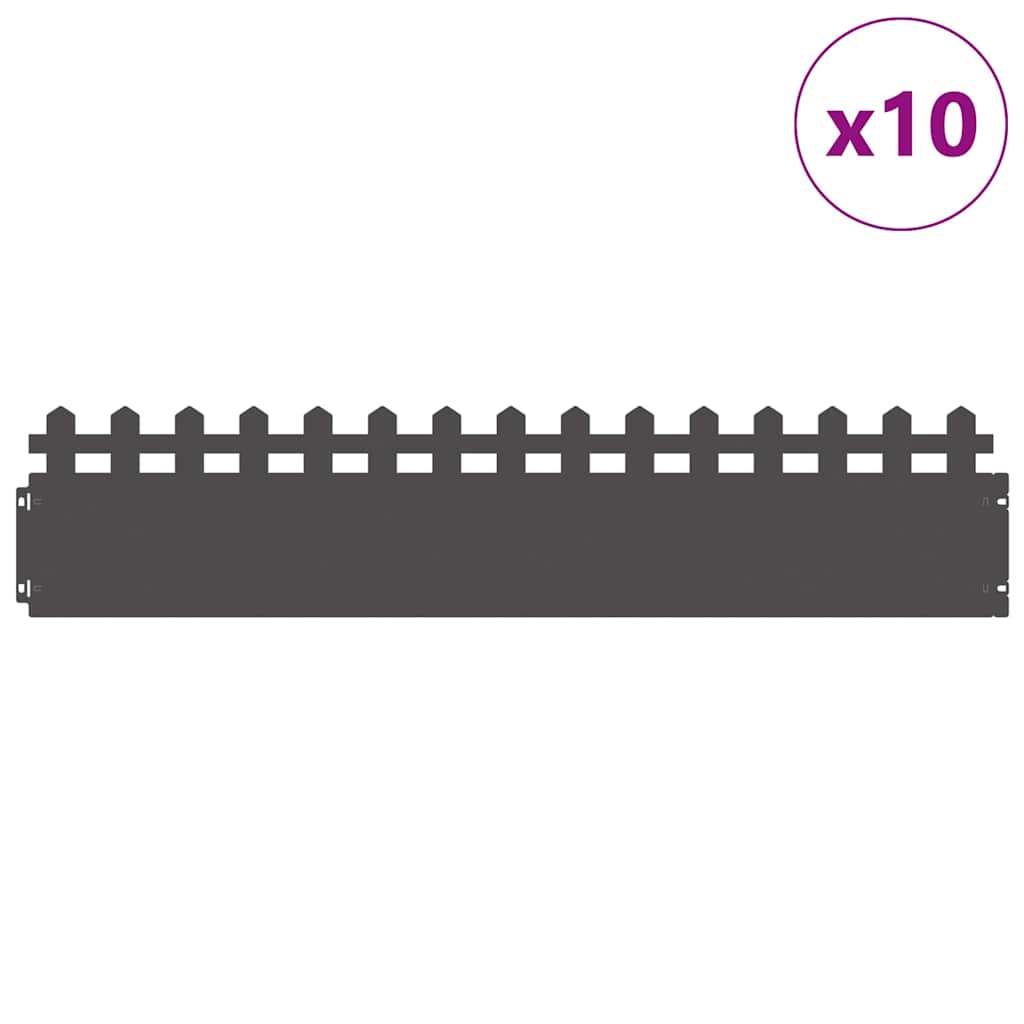 Rubnjaci za travnjak 10 pcs Crna 103 x 0,05 x 22 cm Čelik