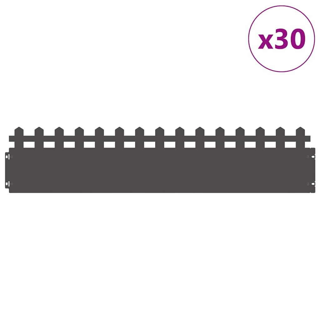 Rubnjaci za travnjak 30 pcs 103 x 0,05 x 22 cm Čelik Crna