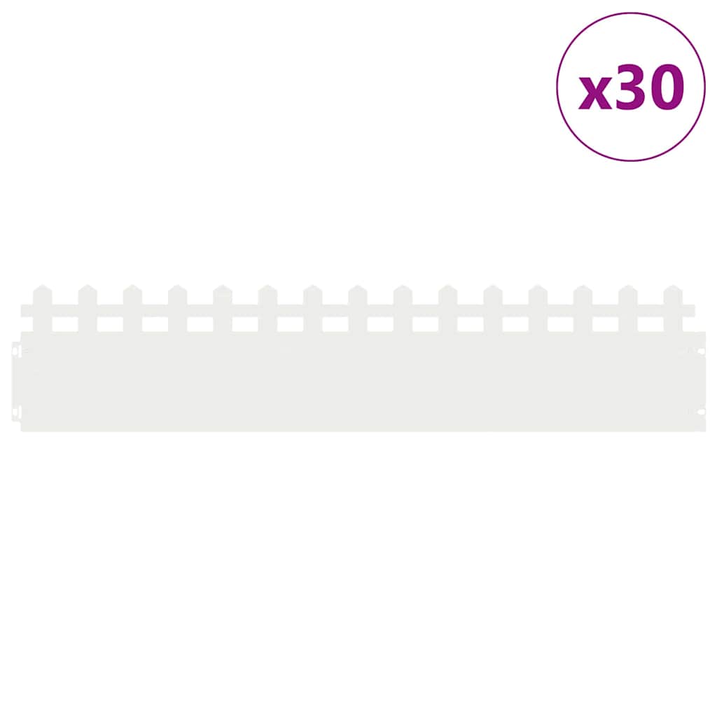 Rubnjaci za travnjak 30 pcs Bijelo 103 x 0,05 x 22 cm Čelik