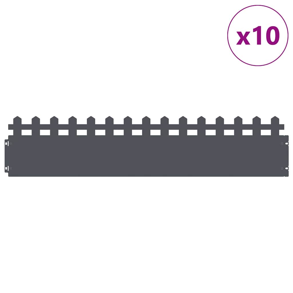 Rubnjaci za travnjak 10 pcs 103 x 0,05 x 22 cm Čelik Antracit