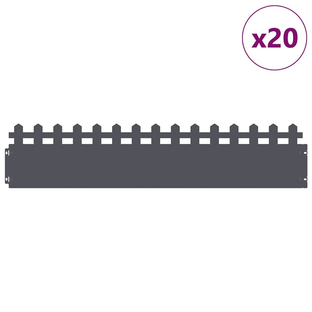 Rubnjaci za travnjak 20 pcs 103 x 0,05 x 22 cm Čelik Antracit