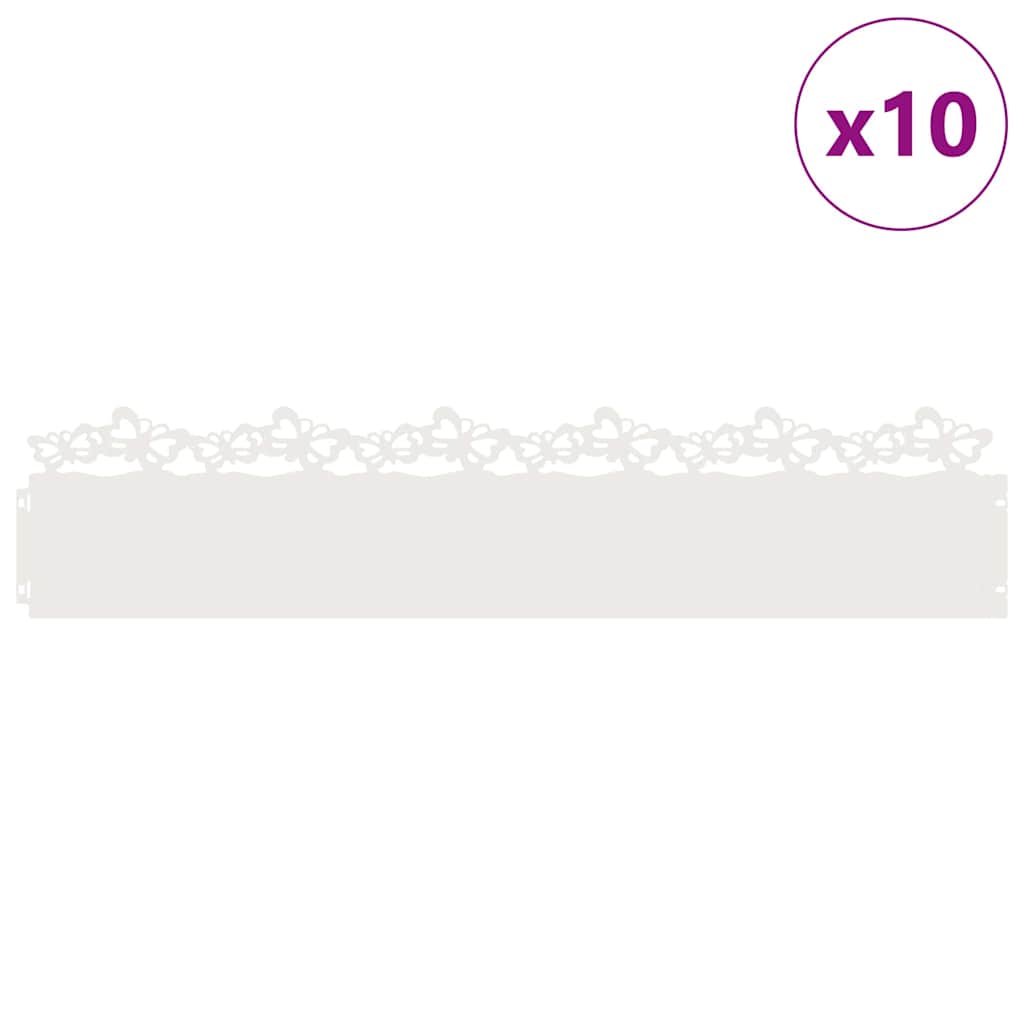 Rubnjaci za travnjak 10 pcs Bijelo 103 x 0,05 x 22 cm Čelik