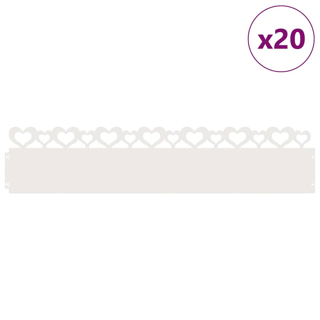 Rubnjaci za travnjak 20 pcs Bijelo 103 x 0,05 x 22 cm Čelik