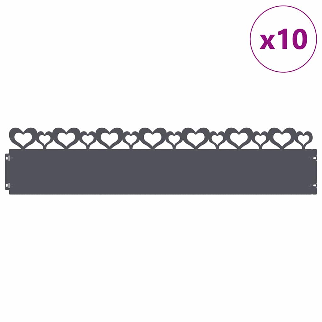 Rubnjaci za travnjak 10 pcs Antracit 103 x 0,05 x 22 cm Čelik
