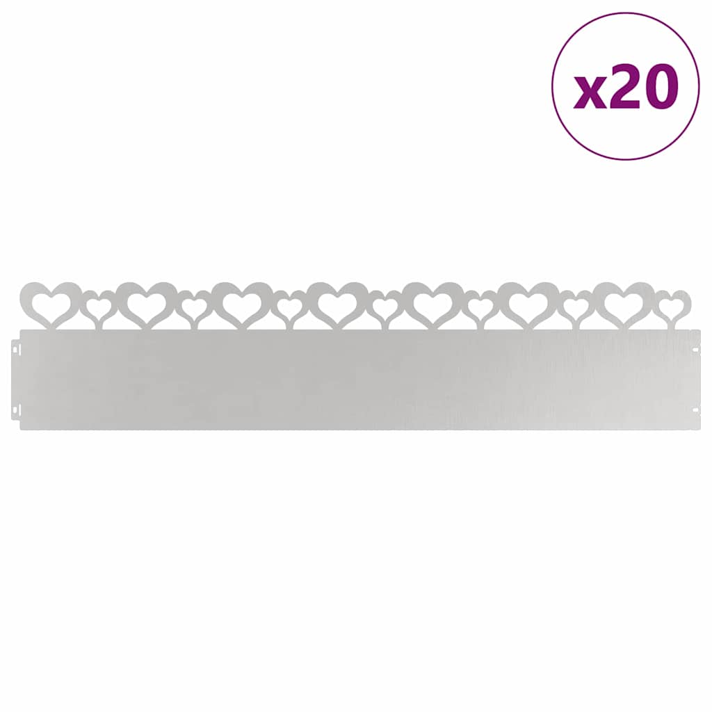 Rubnjaci za travnjak 20 pcs Srebrno 103 x 0,05 x 22 cm
