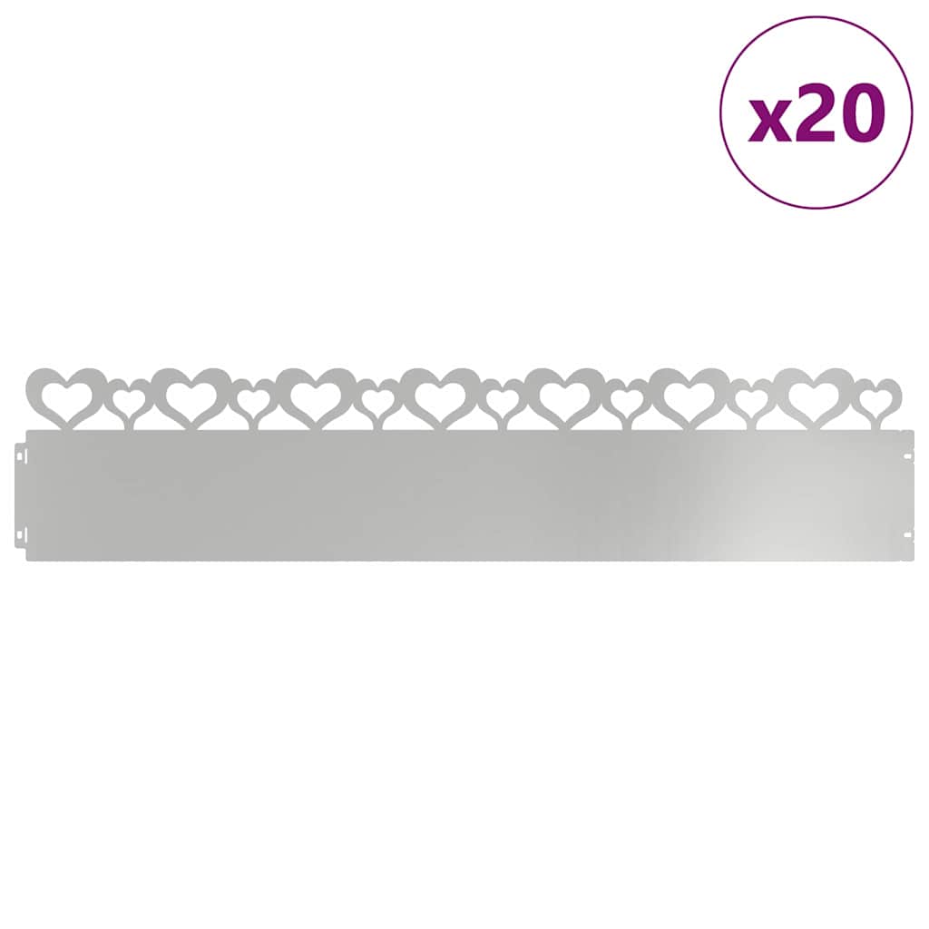 Rubnjaci za travnjak 20 pcs Srebrno 103 x 0,05 x 22 cm