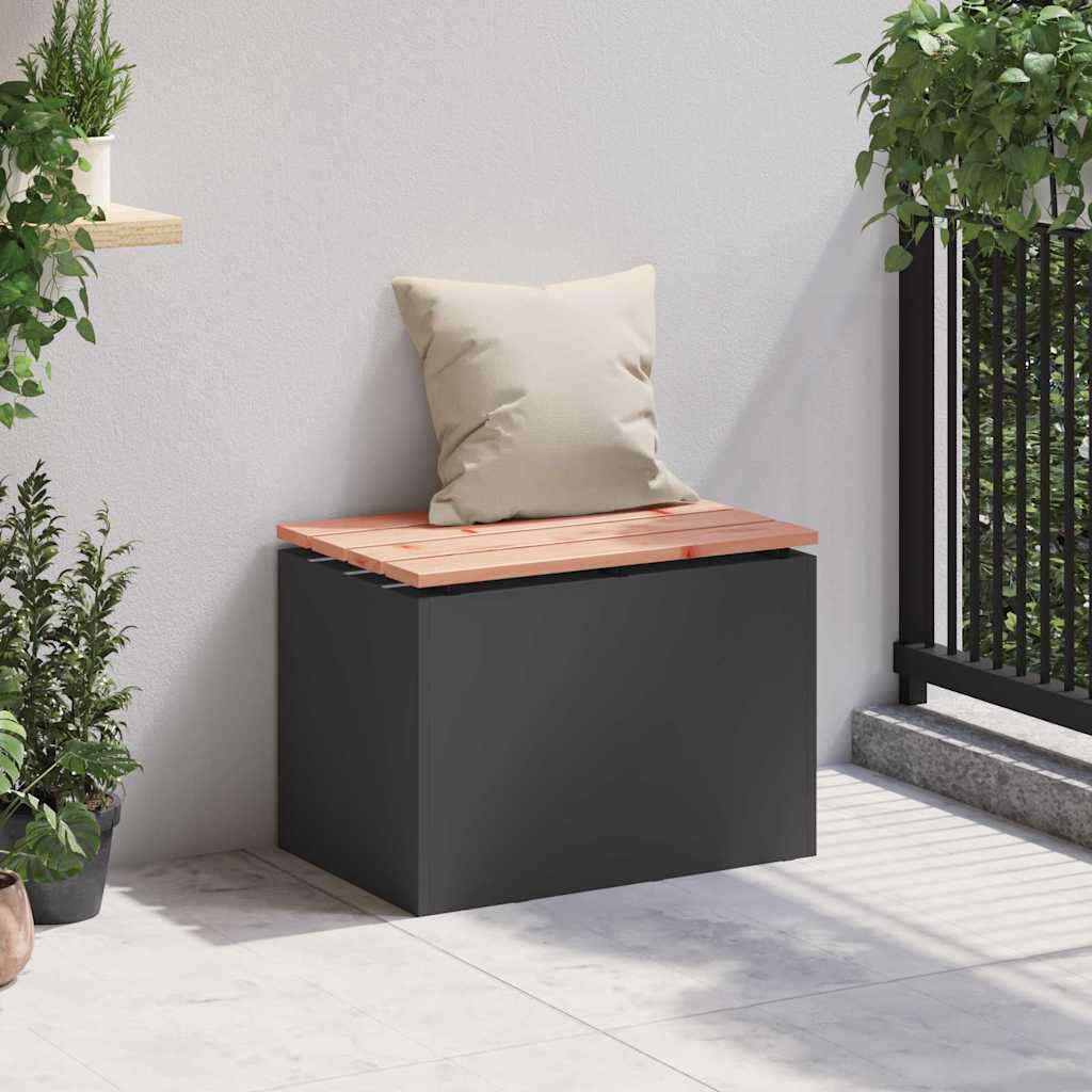 Vrtna klupa Crna 60 x 40 x 43 cm Čvrsta duglazija i čelik