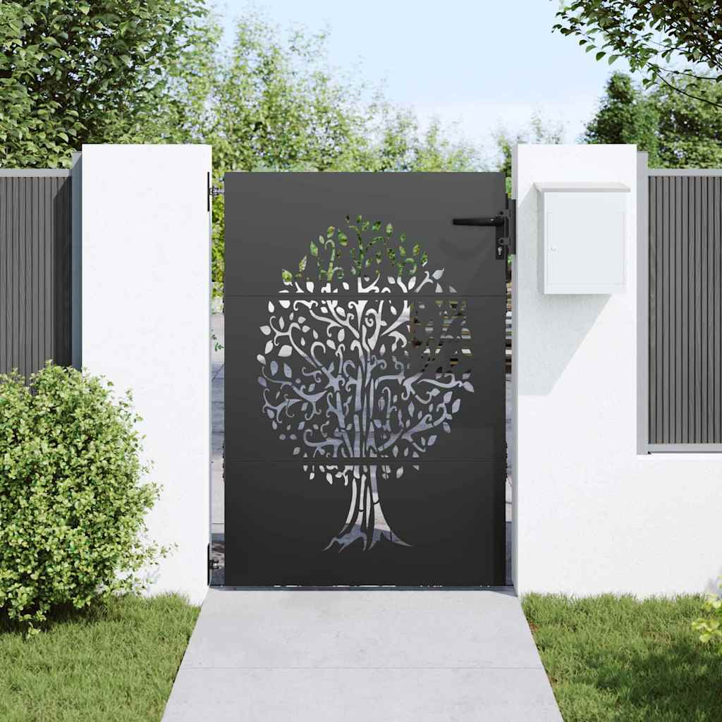 Vrtna vrata Crna 85 x 125 cm Čelik s praškastim premazom