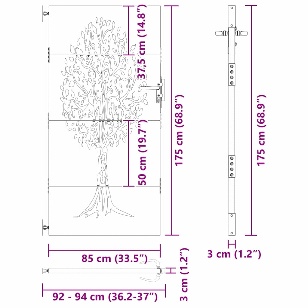Vrtna vrata Crna 85 x 175 cm Čelik s praškastim premazom