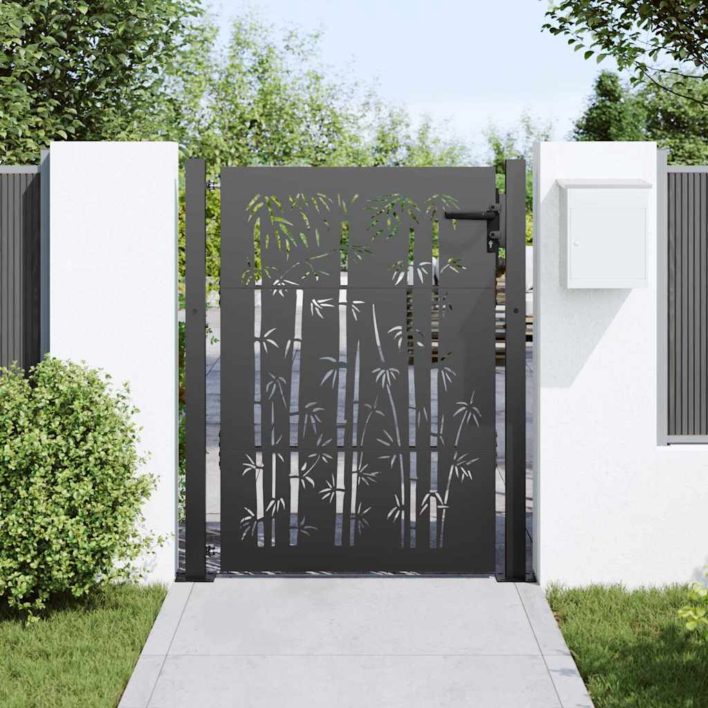 Vrtna vrata Crna 110 x 130 cm Čelik s prahom premazan