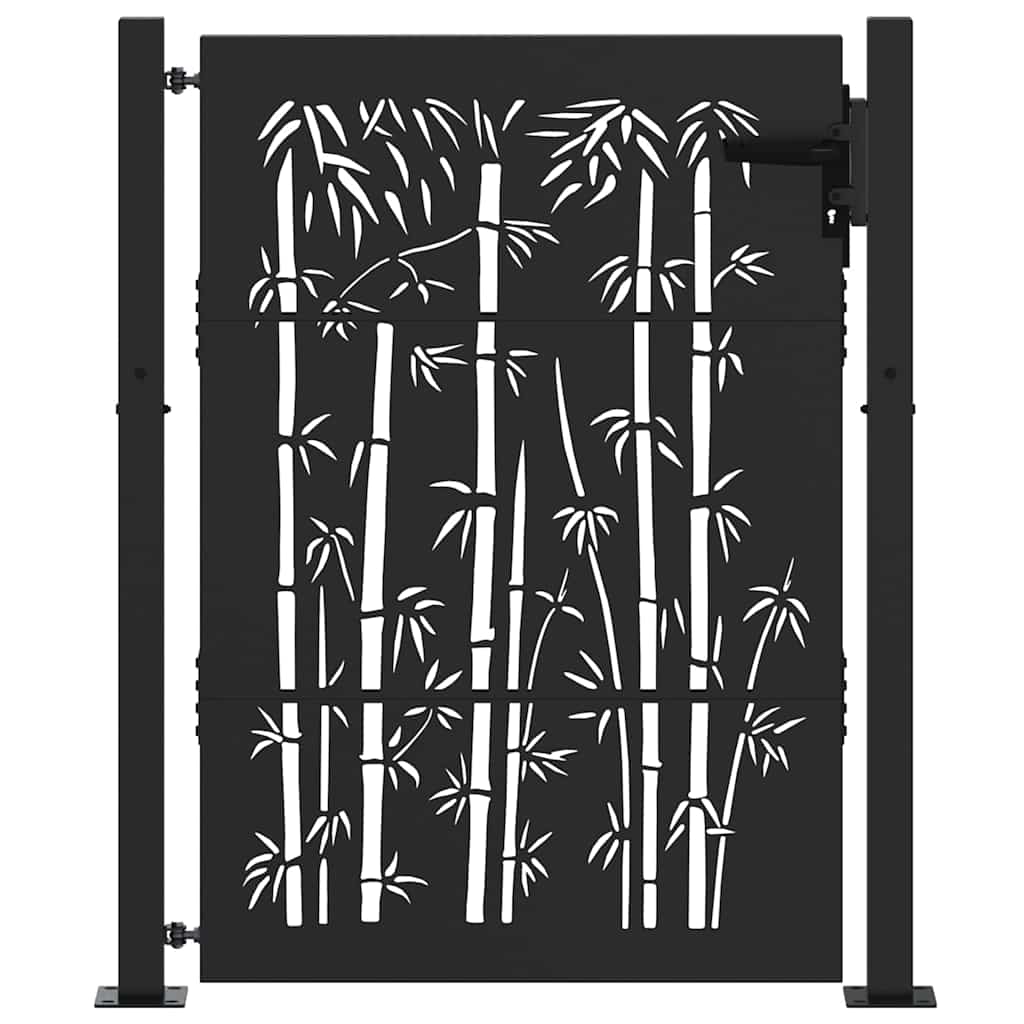 Vrtna vrata Crna 110 x 155 cm Čelik s prahom premazan