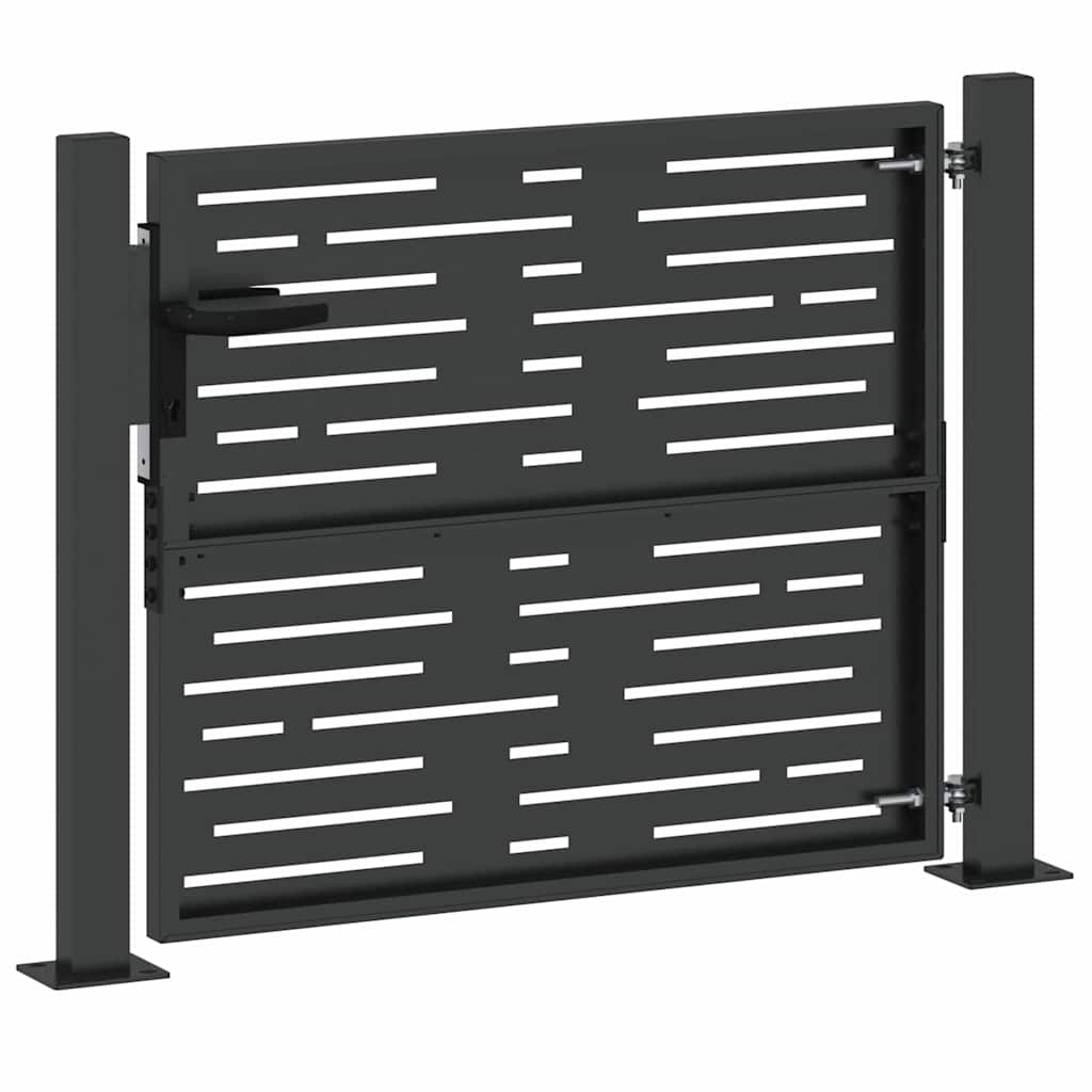 Vrtna vrata Crna 110 x 105 cm Čelik s prahom premazan