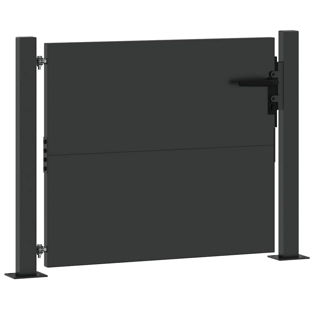 Vrtna vrata Crna 110 x 105 cm Čelik s prahom premazan