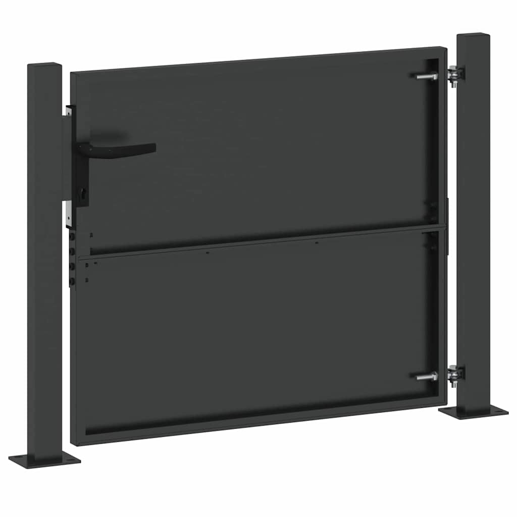 Vrtna vrata Crna 110 x 105 cm Čelik s prahom premazan