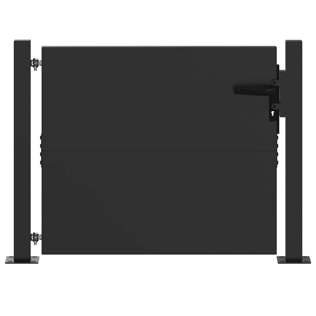 Vrtna vrata Crna 110 x 105 cm Čelik s prahom premazan