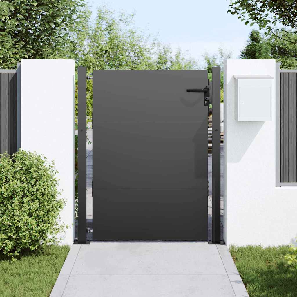 Vrtna vrata Crna 105 x 130 cm Čelik s prahom premazan