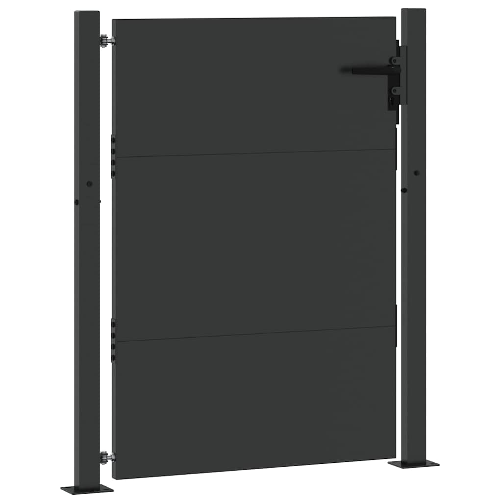 Vrtna vrata Crna 110 x 155 cm Čelik s prahom premazan