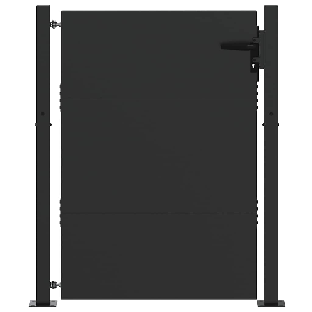 Vrtna vrata Crna 110 x 155 cm Čelik s prahom premazan