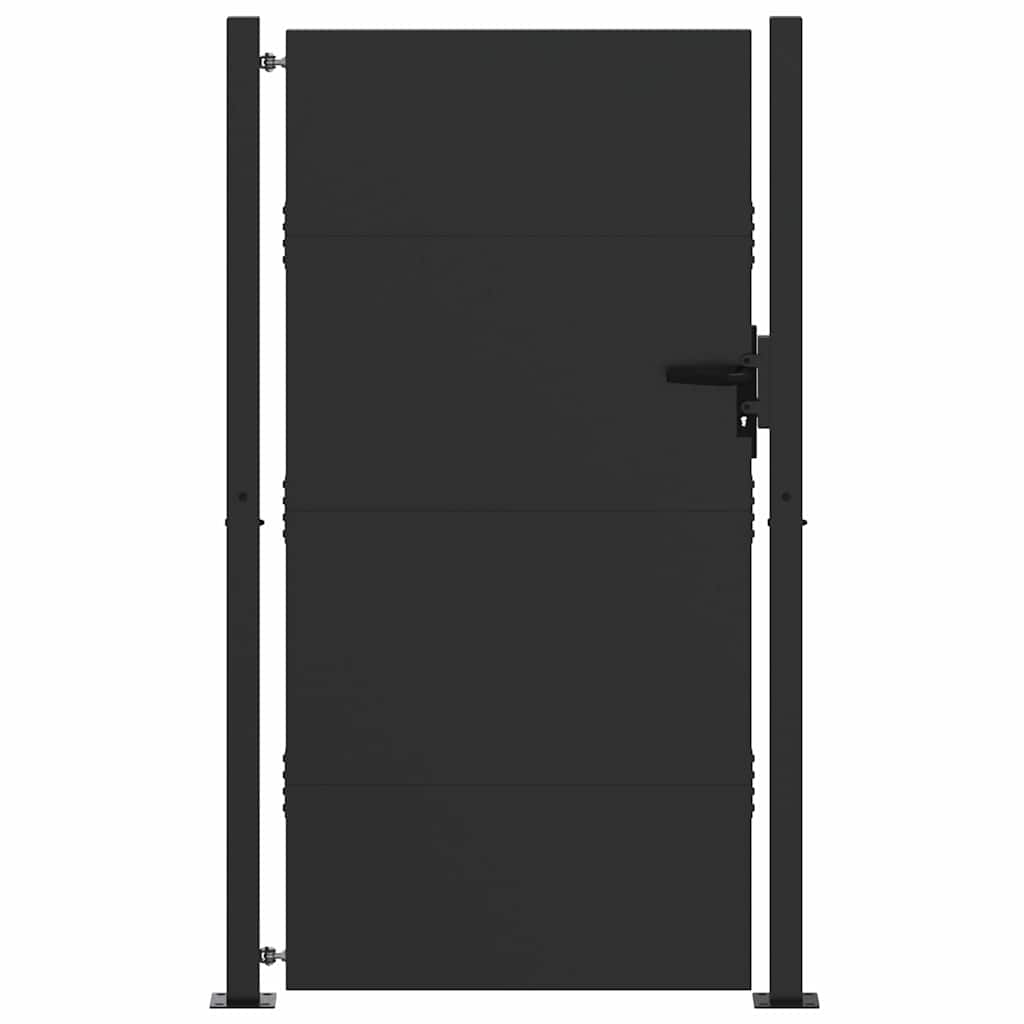 Vrtna vrata Crna 105 x 205 cm Čelik s prahom premazan