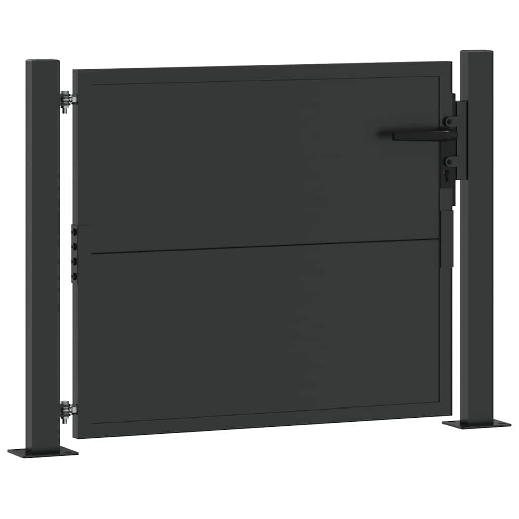 Vrtna vrata Crna 110 x 105 cm Čelik s prahom premazan