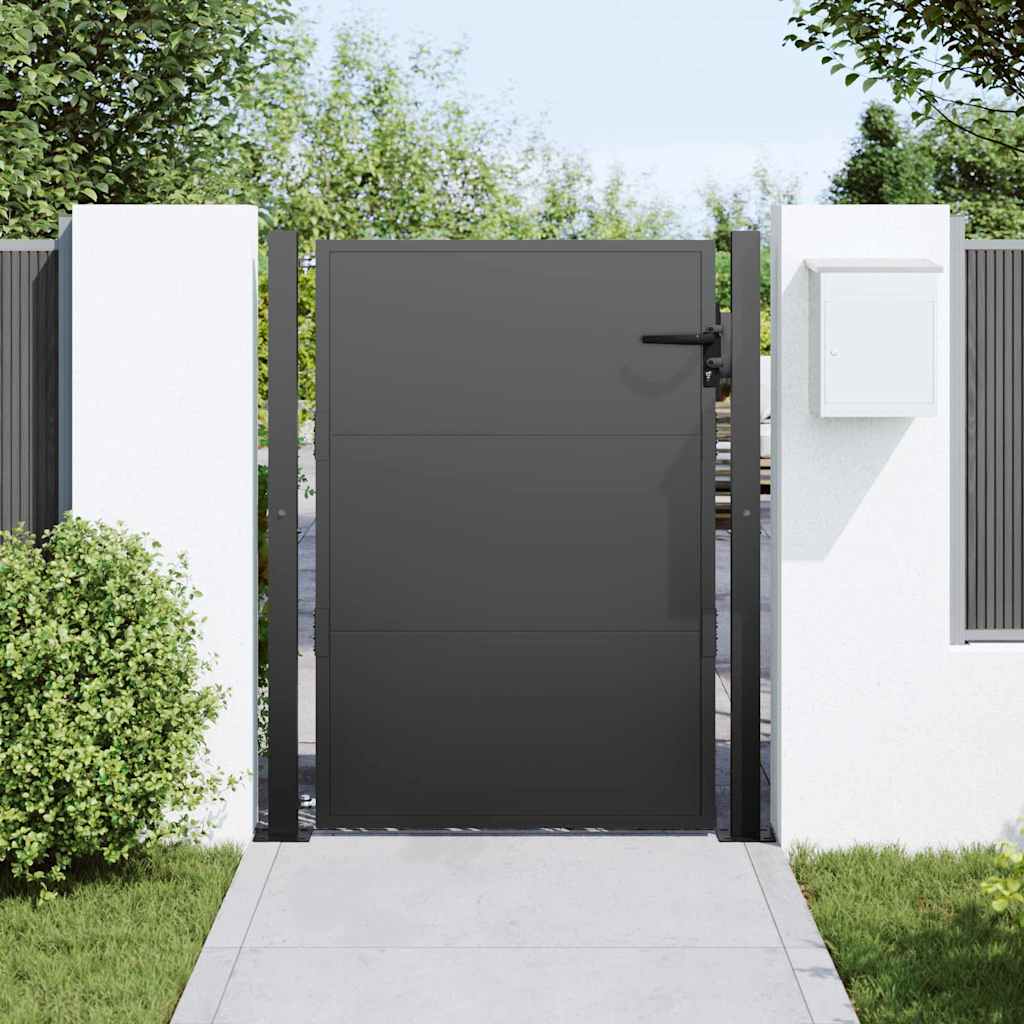 Vrtna vrata Crna 110 x 130 cm Čelik s prahom premazan